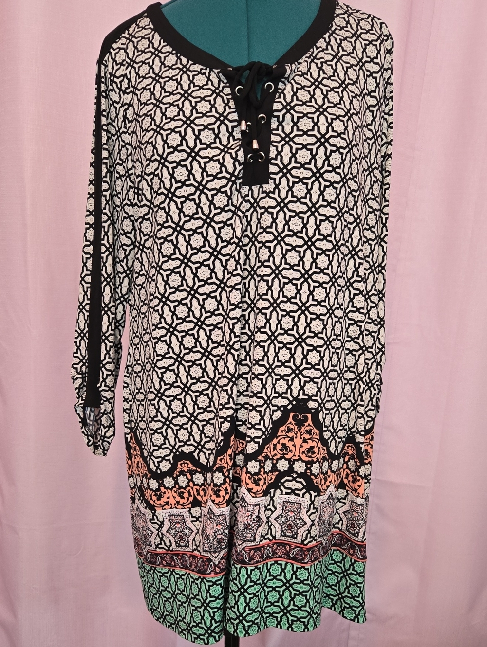 Style & Co. Black, White Geometric Tunic Dress